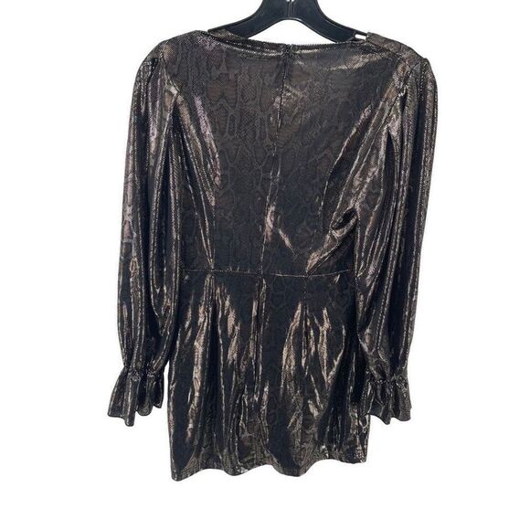 Shein gold Metallic Snakeskin Pull-over Mini Wrap Dress Small - Picture 2 of 13